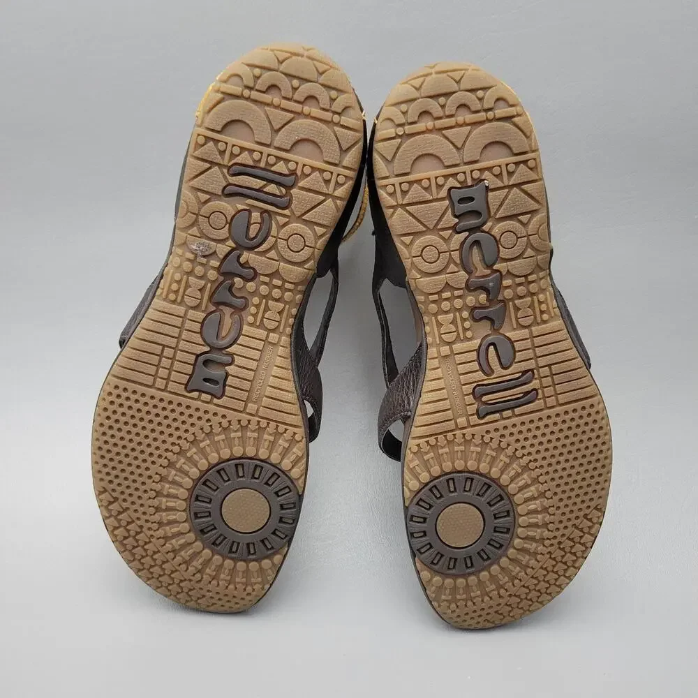 Merrell Lotta Gladiator Sandals Brown Leather Ankle Strap Comfort Shoes 8